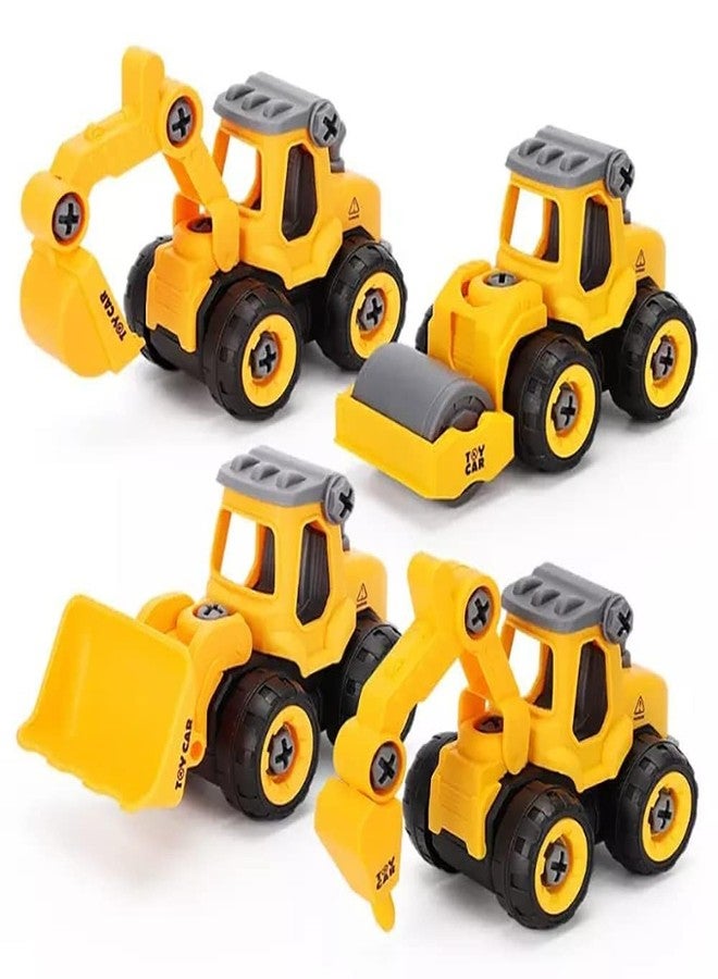 VARIYA ENTERPRISE Unbreakable Construction Vehicles for Kids Pretend Play Toy Trucks Bulldozer Play Set Building Vehicles Set for Kids 3-14 Years Excavator Pack of 4 (DIY 4Set) - Image 1